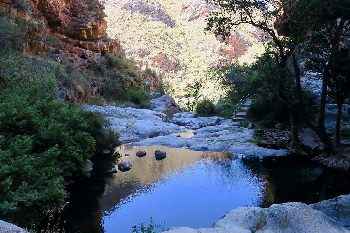 Der Meiringspoort Wasserfall am Prince Albert Pass